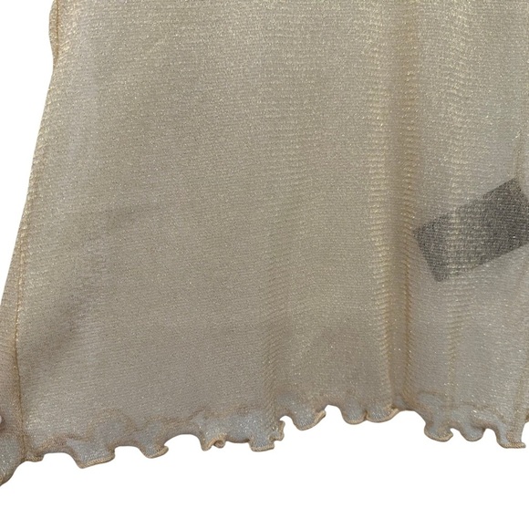 Urban Oufitters Sheer Gold Sparkling Top SZ Medium Festival Wear Mock Neck NWT - Picture 5 of 10